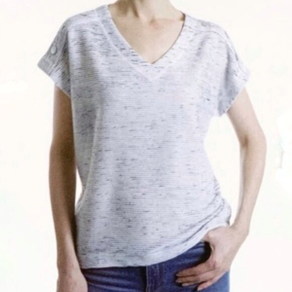 JONES NEW YORK Textured With Button Detail Top L - Picture 1 of 9